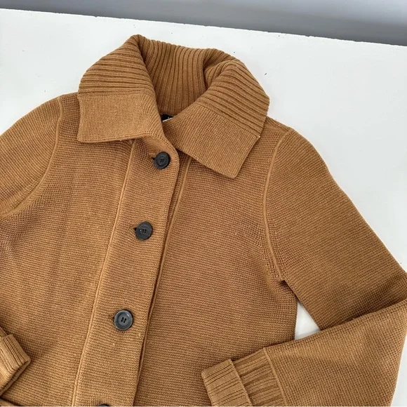 J.Crew Brown 100% Merino Wool Button Up Cardigan Sweater Medium - Picture 3 of 5